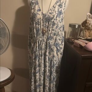Lucky Brand Blue and White Sleeveless Sundress